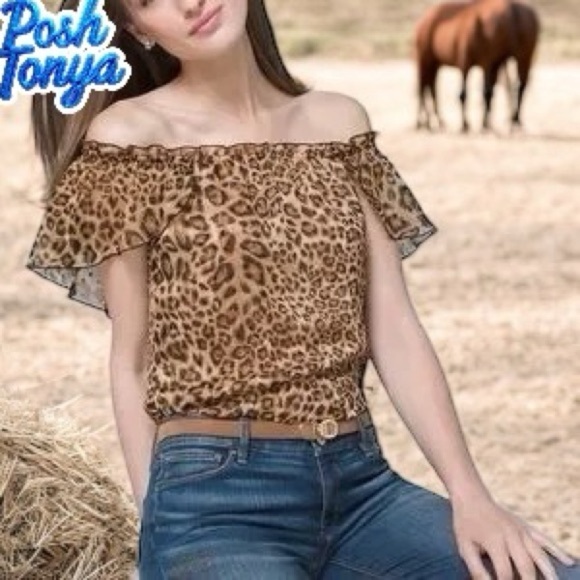 White House Black Market Leopard Cheetah Animal Print Ruffle Blouse, Brown, XXS - Picture 1 of 7